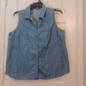 Kelly Denim Sleeveless Button Down Top Sz 20W